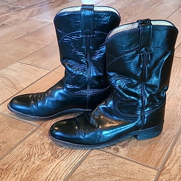 Black Leather Justin Roper Boots 8B - Picture 2 of 9